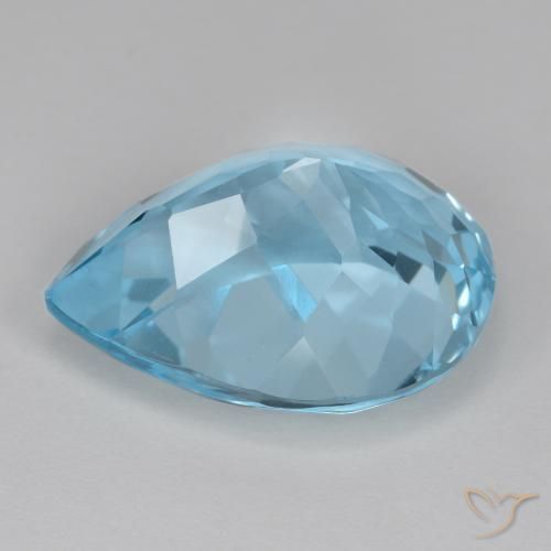 Topázio Azul Suíço Natural 18.47ct, Formato de pêra, VVS-VS