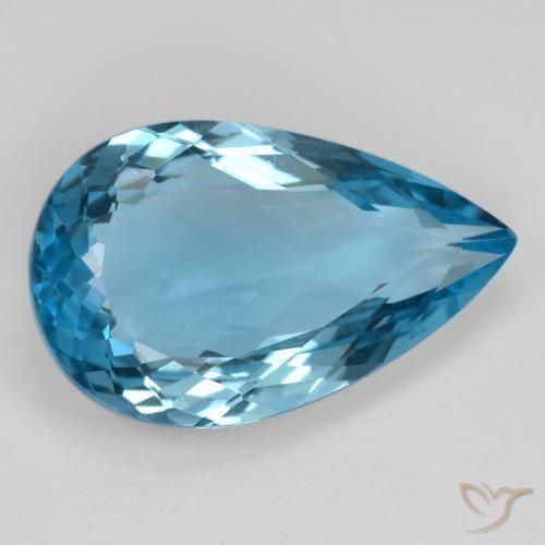 Topázio Azul Suíço Natural 16.70ct, Formato de pêra, VVS-VS