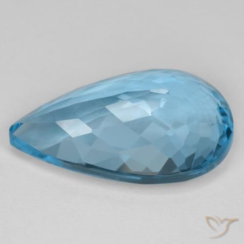 Topázio Azul Suíço Natural 16.70ct, Formato de pêra, VVS-VS
