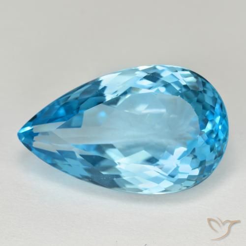 Topázio azul natural 15,94ct, formato de pêra, VVS-VS