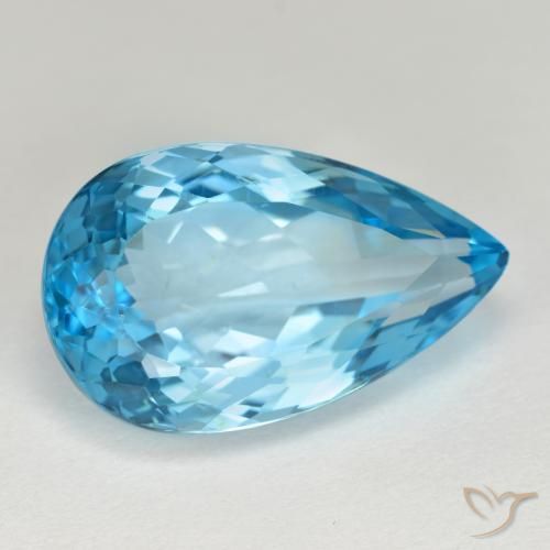 Topázio azul natural 15,94ct, formato de pêra, VVS-VS