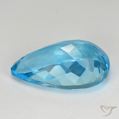 Topázio azul natural 15,94ct, formato de pêra, VVS-VS
