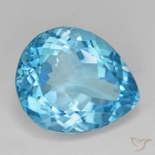 Topázio Azul Suíço Natural 18.72ct, Formato de pêra, VVS-VS