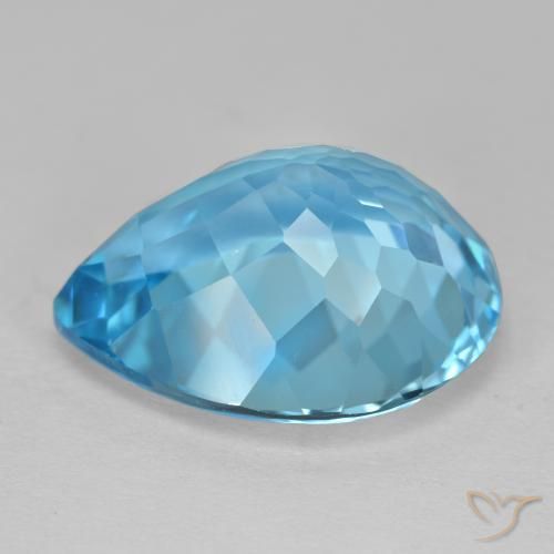 Topázio Azul Suíço Natural 18.72ct, Formato de pêra, VVS-VS