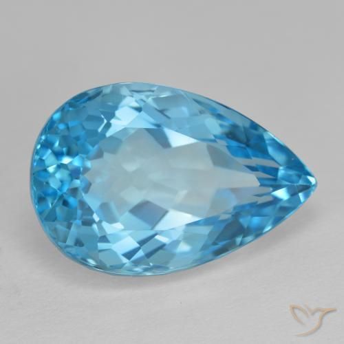 Topázio Azul Suíço Natural 16.77ct, Formato de pêra, VVS