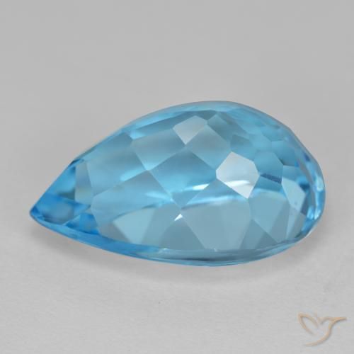 Topázio Azul Suíço Natural 16.77ct, Formato de pêra, VVS