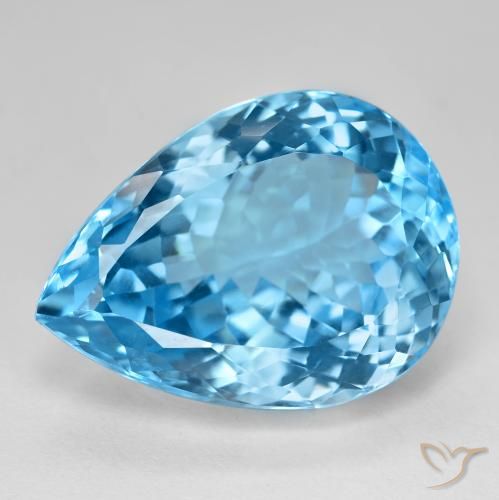 Topázio azul natural 26,91ct, formato de pêra, VVS-VS