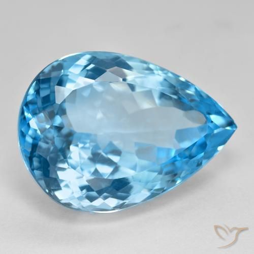 Topázio azul natural 26,91ct, formato de pêra, VVS-VS