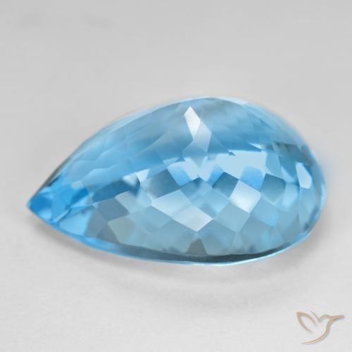 Topázio azul natural 26,91ct, formato de pêra, VVS-VS