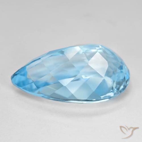 Topázio Azul Suíço Natural 21.44ct, Formato de pêra, VS