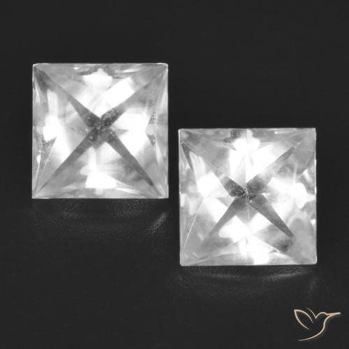 Pedras preciosas de Topázio Branco natural de 4.44 ct, Quadrado, Transparente