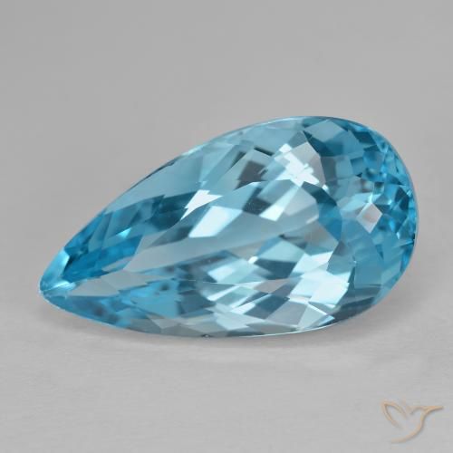 15.43ct Natural Azul Suíço Topázio, Formato de pêra, VVS-VS