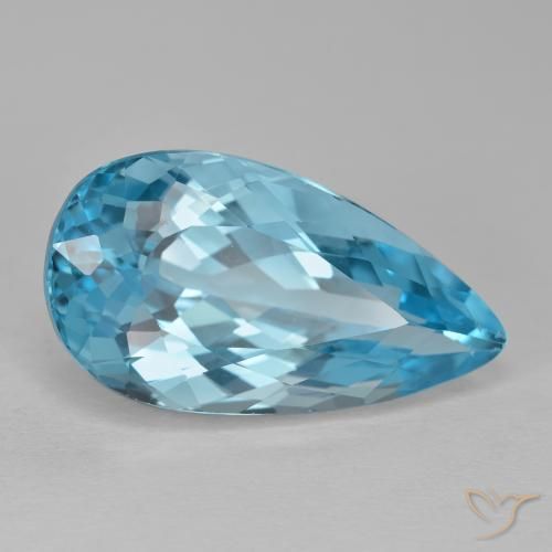 Topázio Azul Suíço Natural 15.43ct, Formato de pêra, VVS-VS