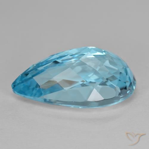Topázio Azul Suíço Natural 15.43ct, Formato de pêra, VVS-VS