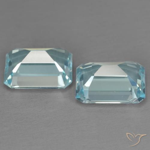 Pedras preciosas de Topázio Céu azul natural de 7.43 ct, Corte Octógono / Esmeralda, VS