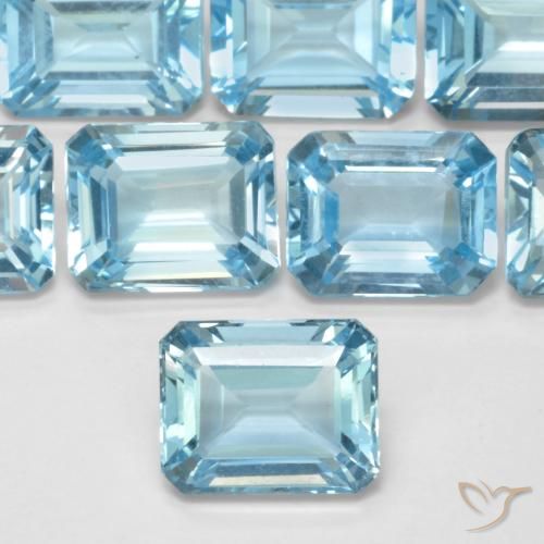 3.95ct Natural Azul Suíço Topázio, Corte Esmeralda, VVS-VS