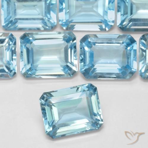 Topázio Azul Suíço Natural 3.95ct, Corte Octógono / Esmeralda, VVS-VS