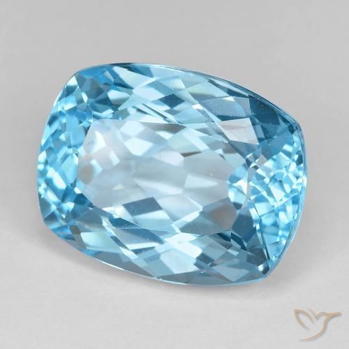 Topázio Céu azul Natural 25.71ct, Almofada, VVS-VS