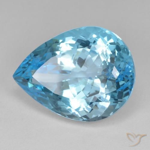 Topázio Azul Suíço Natural 25.31ct, Formato de pêra, VVS-VS