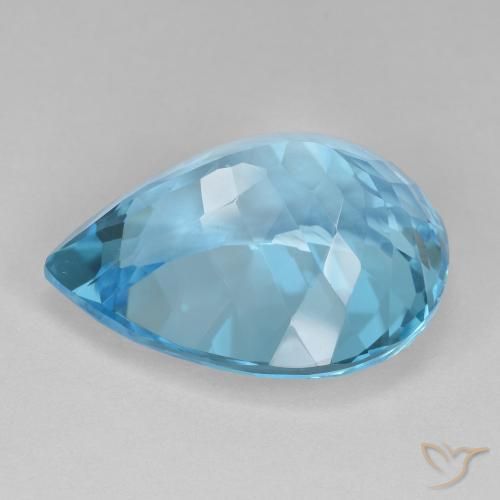 Topázio Azul Suíço Natural 25.31ct, Formato de pêra, VVS-VS