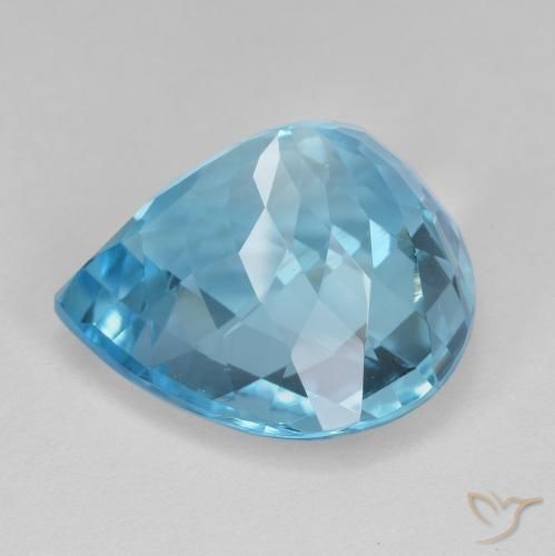 Topázio Azul Suíço Natural 18.11ct, Formato de pêra, VVS-VS