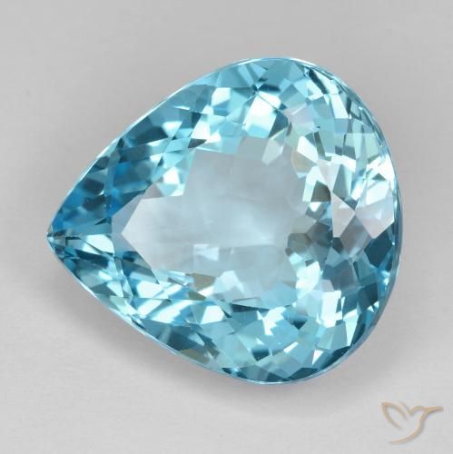 Topázio Azul Suíço Natural 21.31ct, Formato de pêra, VVS-VS