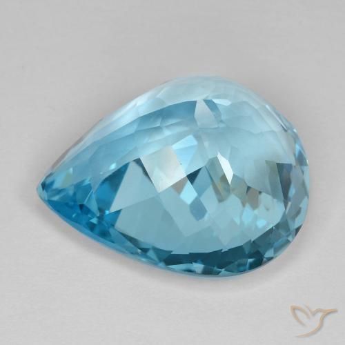 Topázio Azul Suíço Natural 21.31ct, Formato de pêra, VVS-VS