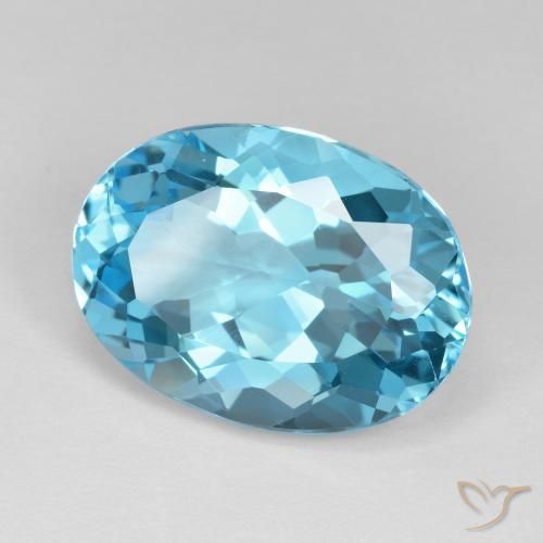 Topázio Azul Suíço Natural 18.38ct, oval, VVS