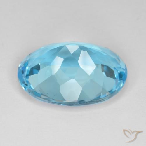 Topázio Azul Suíço Natural 18.38ct, oval, VVS