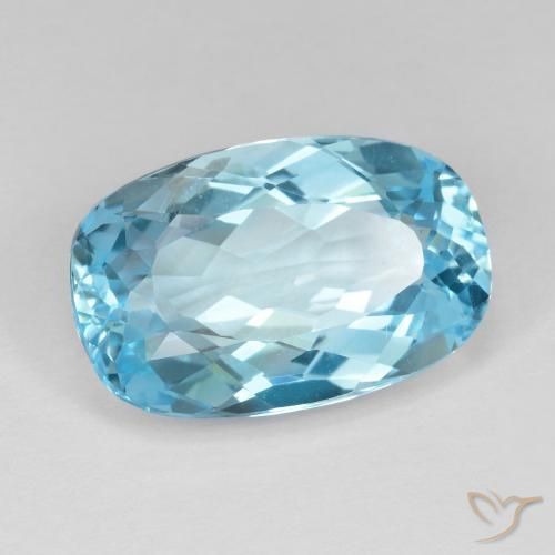 Topázio Azul Suíço Natural 12.60ct, Almofada, VVS