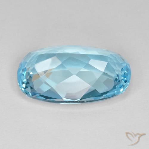 Topázio Azul Suíço Natural 12.60ct, Almofada, VVS