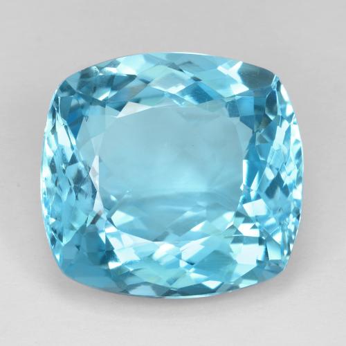 Topázio azul suíço natural 25,44ct, almofada cortada, VVS