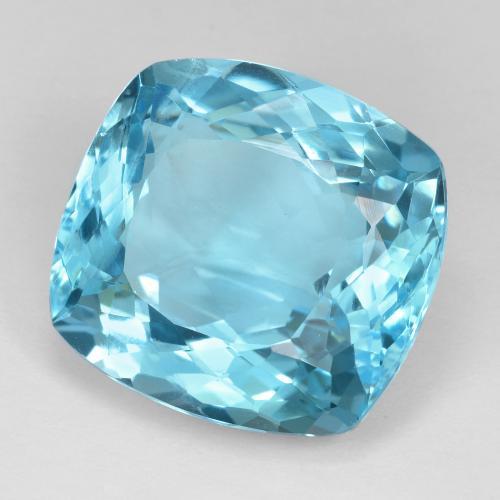 Topázio azul suíço natural 25,44ct, almofada cortada, VVS
