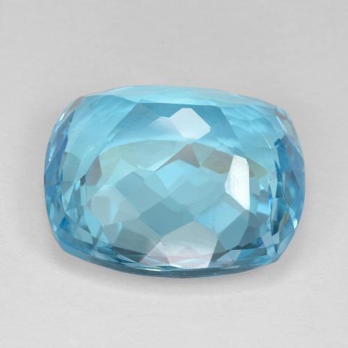 Topázio azul suíço natural 25,44ct, almofada cortada, VVS