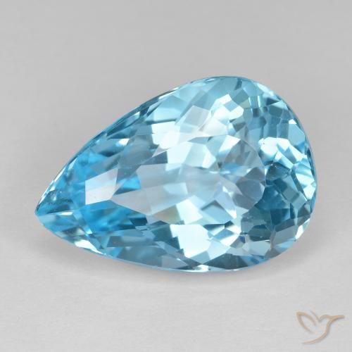 17.77ct Natural Azul Suíço Topázio, Formato de pêra, VVS
