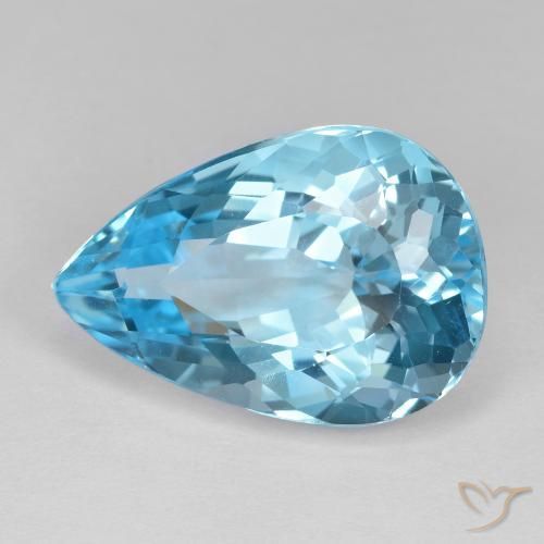 Topázio Azul Suíço Natural 17.77ct, Formato de pêra, VVS