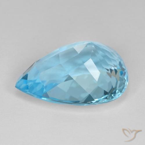 Topázio Azul Suíço Natural 17.77ct, Formato de pêra, VVS