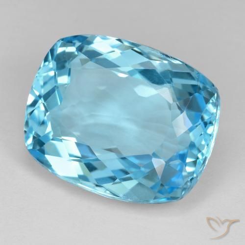 Topázio Azul Suíço Natural 25.26ct, Almofada, VVS