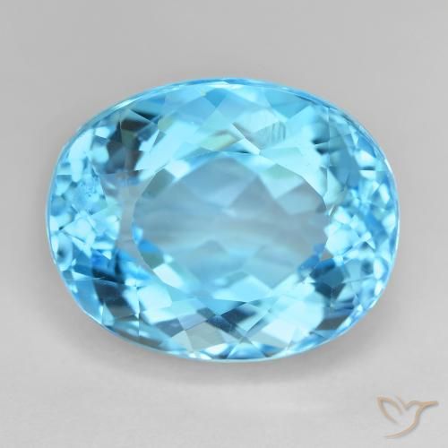 Topázio azul suíço solto de 27,35 ct, corte oval de 18,6 x 15 mm do Brasil, Photo A