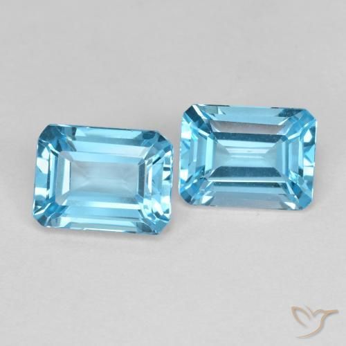 3.86ctw Natural Azul Suíço Topázio, Corte Esmeralda, VVS-VS