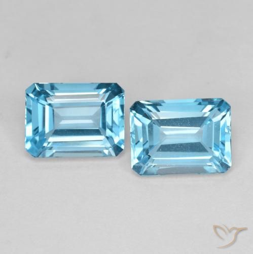 3.93ctw Natural Azul Suíço Topázio, Corte Esmeralda, VS