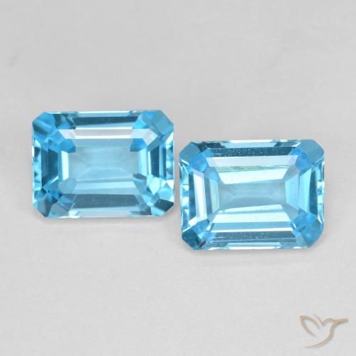 Pedras preciosas de Topázio Azul Suíço natural de 3,84 ct, Corte Esmeralda, VS