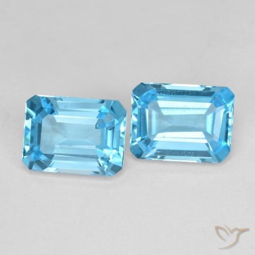 Pedras preciosas de Topázio Azul Suíço natural de 3,84 ct, Corte Esmeralda, VS