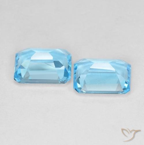 Pedras preciosas de Topázio Azul Suíço natural de 3,84 ct, Corte Esmeralda, VS