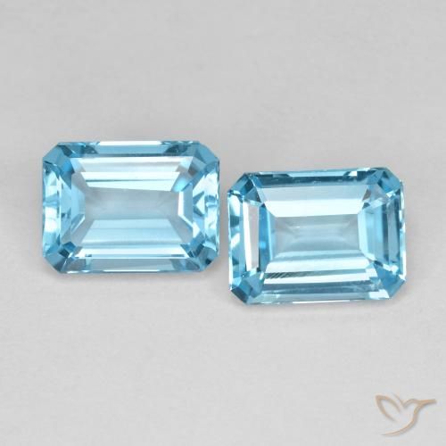 3.90ctw Natural Azul Suíço Topázio, Corte Esmeralda, VVS-VS