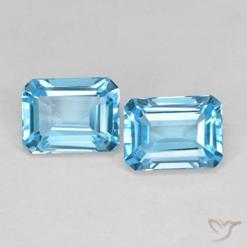 3.88ctw Natural Azul Suíço Topázio, Corte Esmeralda, VVS-VS