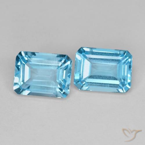 3.90ctw Natural Azul Suíço Topázio, Corte Esmeralda, VVS-VS