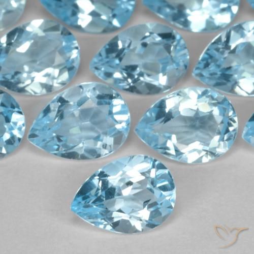Topázio Azul Suíço Natural 0.76ct, Formato de pêra, VVS-VS