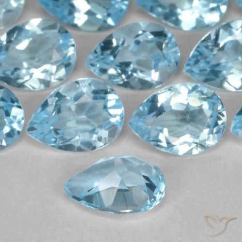 Topázio Azul Suíço Natural 0.76ct, Formato de pêra, VVS-VS