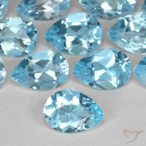 Topázio Azul Suíço Natural 0.85ct, Formato de pêra, VVS-VS
